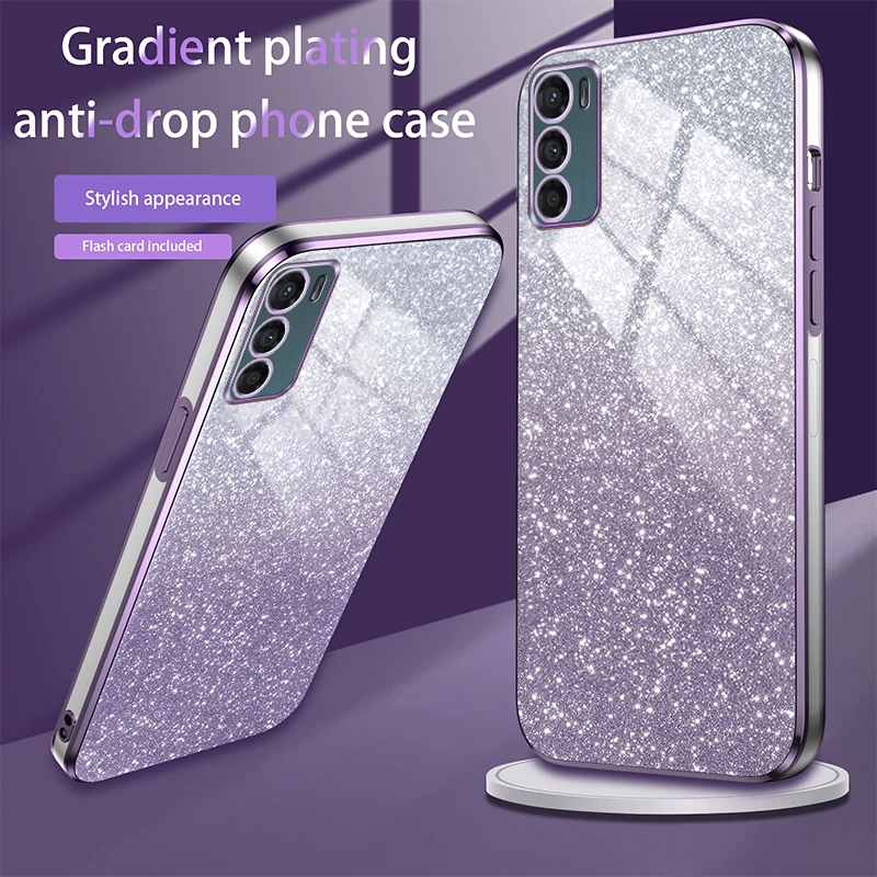 For Motorola G42 Case Moto G42 Phone Case Moto ‎XT2233-2 Luxury Gradient Glitter Plating Case Silicone Back Cover Funda