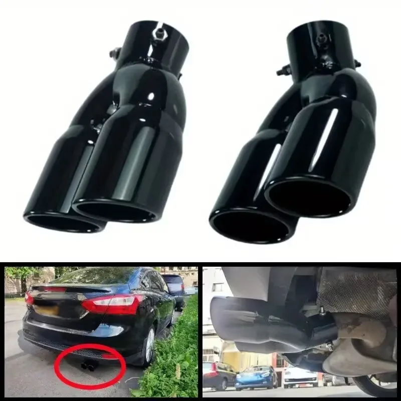 Automobile tail double tube muffler, general air inlet, stainless steel exhaust port, automobile accessories