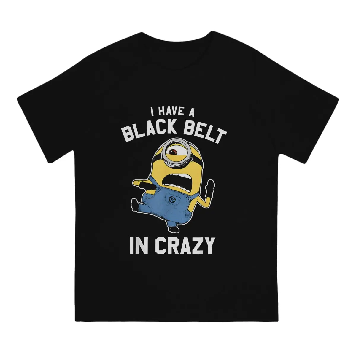 M-Minions Newest TShirt for Men Black Belt In Crazy Round Collar Pure Cotton T Shirt Hip Hop Gift Clothes Streetwear