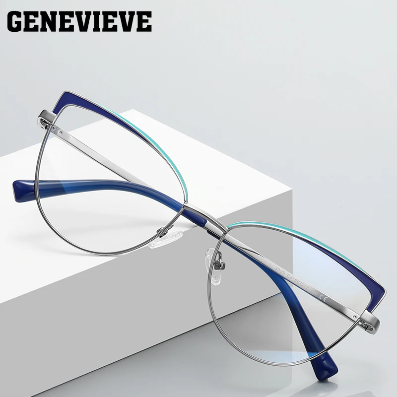 تتوفر نظارات جنيف النسائية الأنيقة على شكل عين القطة عن طريق الطبية بستة ألوان من النظارات الضوئية متعددة التركيز PFD3099 #2