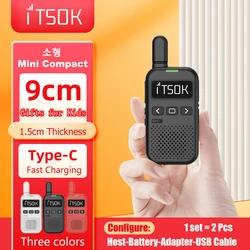 Walkie-talkie de carga tipo c, Mini juguetes para niños y niñas, fuselaje colorido, Radio bidireccional, tableta de largo alcance, regalos UHF