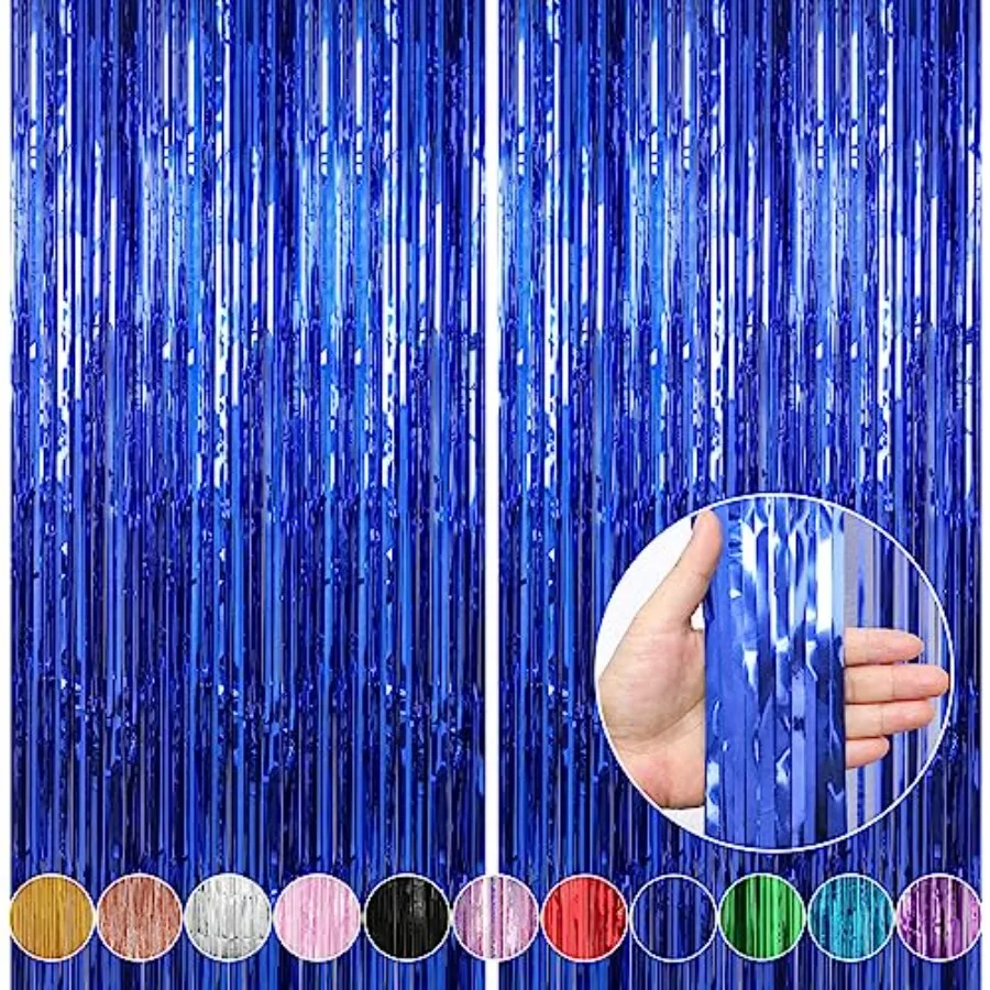 

3.3 x 9.9 Feet Foil Fringe Curtains Party Decorations, Tinsel Curtain Backdrop for Parties, Door Streamers, Glitter Streamer Fr