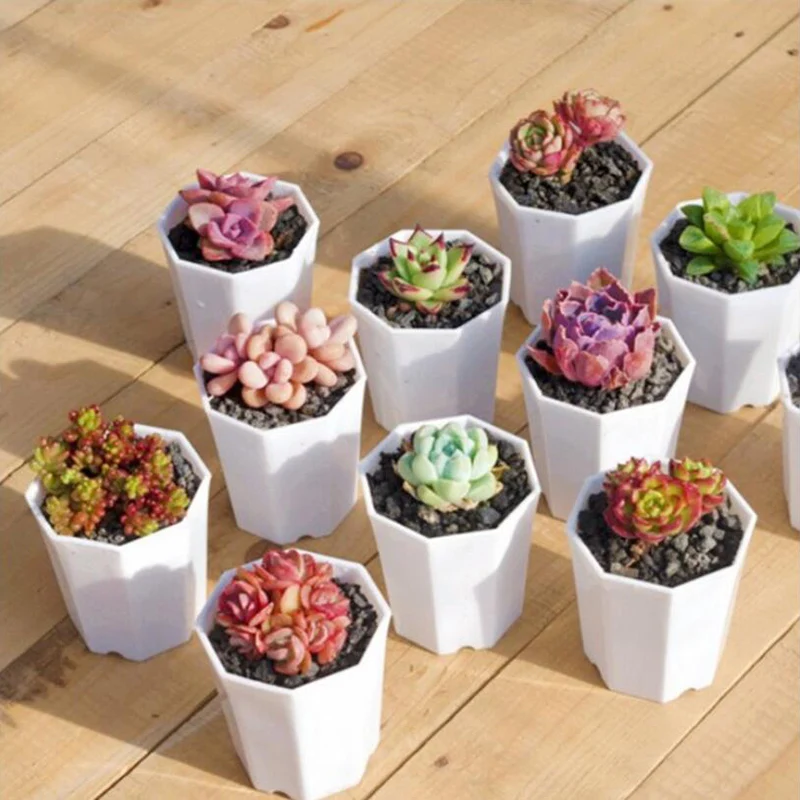 5Pcs Succulent Plant Pot Imitation Ceramic Octagonal Small Resin Flower Pot