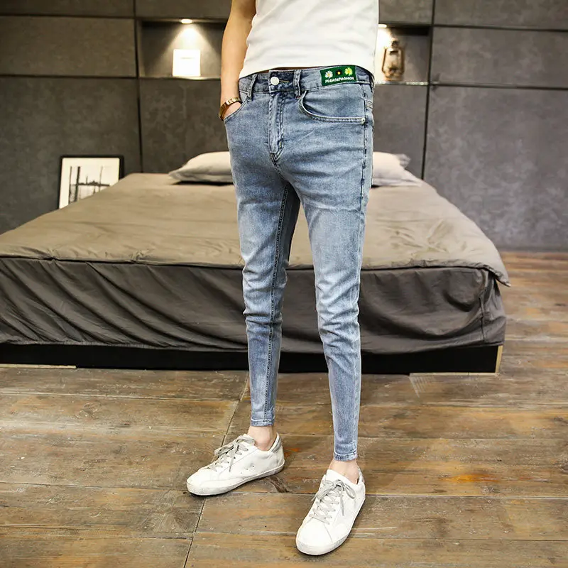 Stylish Men Clothing Menswear 2022 Korean Streetwear Mens Jeans Trousers Cheap skinny Jeans Winter Blue Pants Man