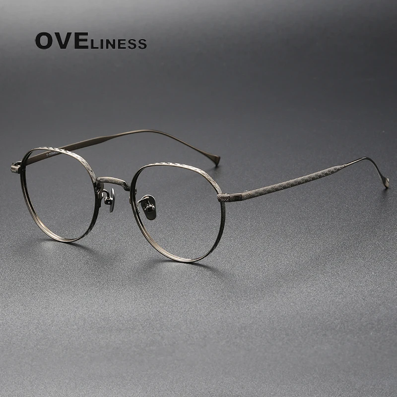 Pure Titanium Glasses frame for Men 2023 Vintage Round Eyewear Myopia Optical Prescription Brand Designer Eyeglasses Frame Women