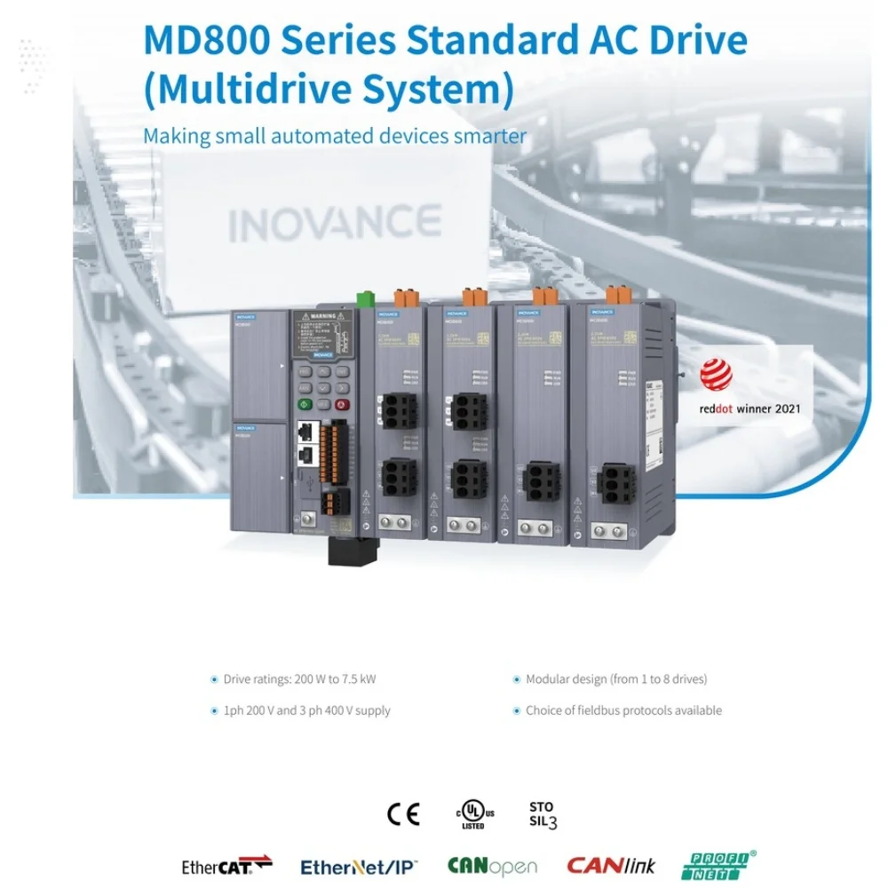 MD800 Multi-Drive INOVANCE Standard VFD Inverter dual-axis Three Phase 200V 240V 380V 480V