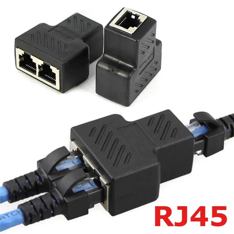 Cat6 RJ45 الفاصل محول 8P8C 1 إلى 2 موصل الشبكة إيثرنت المقبس موسع الوصول إلى الإنترنت في وقت واحد IPTV النطاق العريض #1