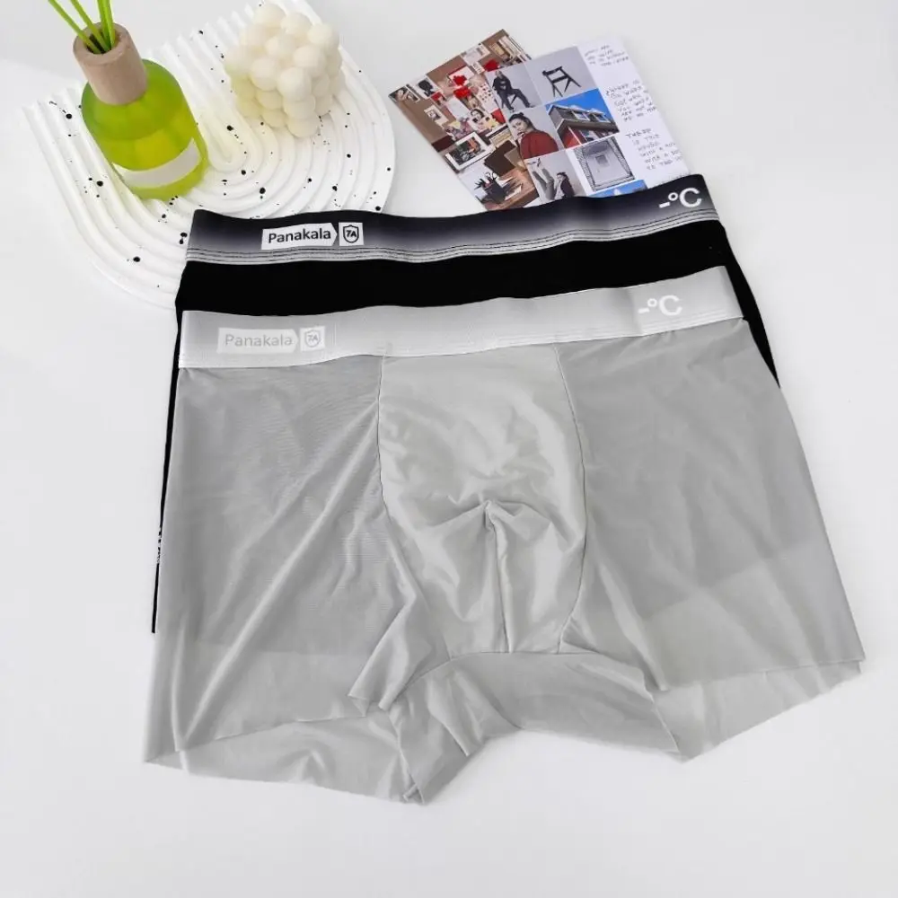 

Simple Mid Waist Ultra Thin Boxer Briefs Breathable Quick Dry Underwear for Men Cool Feeling Summer Shorts Underpants Men
