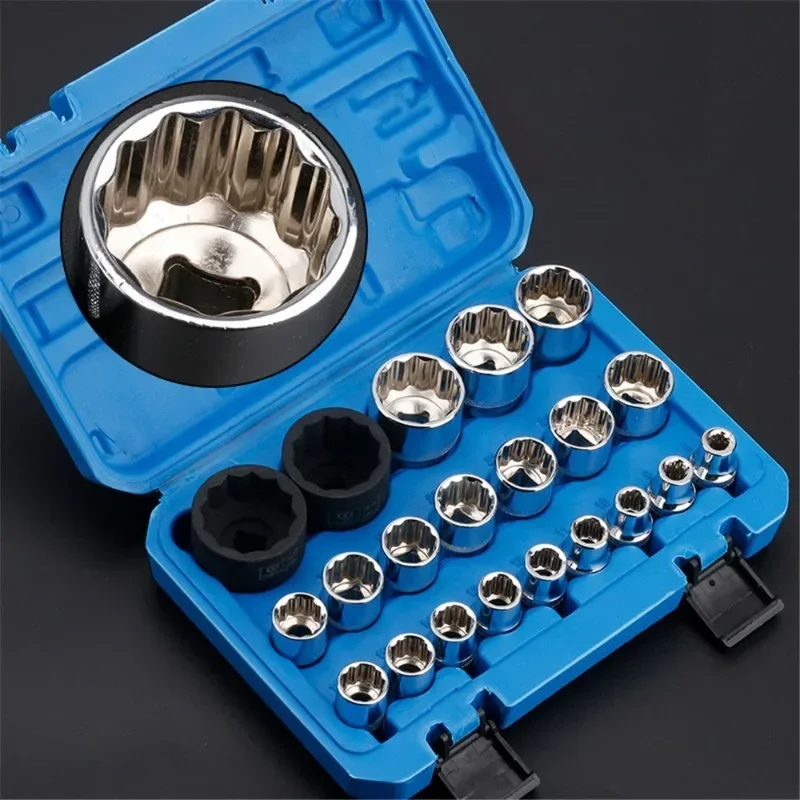 

21 Pcs 1/2 Hexagon Torx Sockets Set Ratchet Wrench Tool 8-36mm Specification Socket Head Set Auto Repair Equipment Repair