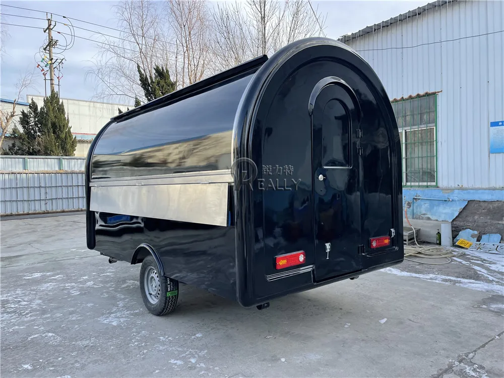 Remorque de cuisine mobile à poussée manuelle, hamburgers, frites, nourriture, café, fourgonnette, chariot, hot-dog, camionnette à crème glacée, nourriture électrique, design moderne