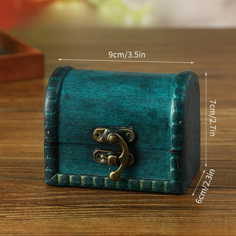 Vintage Hand‑crafted Mini Wooden Chest Box, Password Lock Jewelry Trinket Storage Case, Retro Decorative Organizer Home Decor