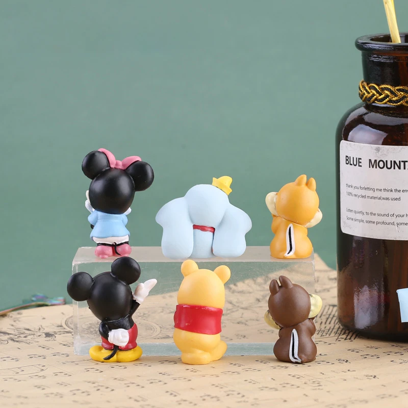 6Pcs Disney Anime Mickey Mouse Action Figure Minnie Pooh Bear Dumbo Kawaii Cartoon Doll PVC Deco Model Toys Kids Lovely Gift