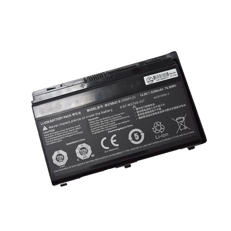 14.8V 76.96Wh W370BAT-8 Laptop Battery For Clevo W350ET W350ETQ W37ET NP6350 NP6370 A522 A722 6-87-W370S-4271 K590S K660E 27G V2