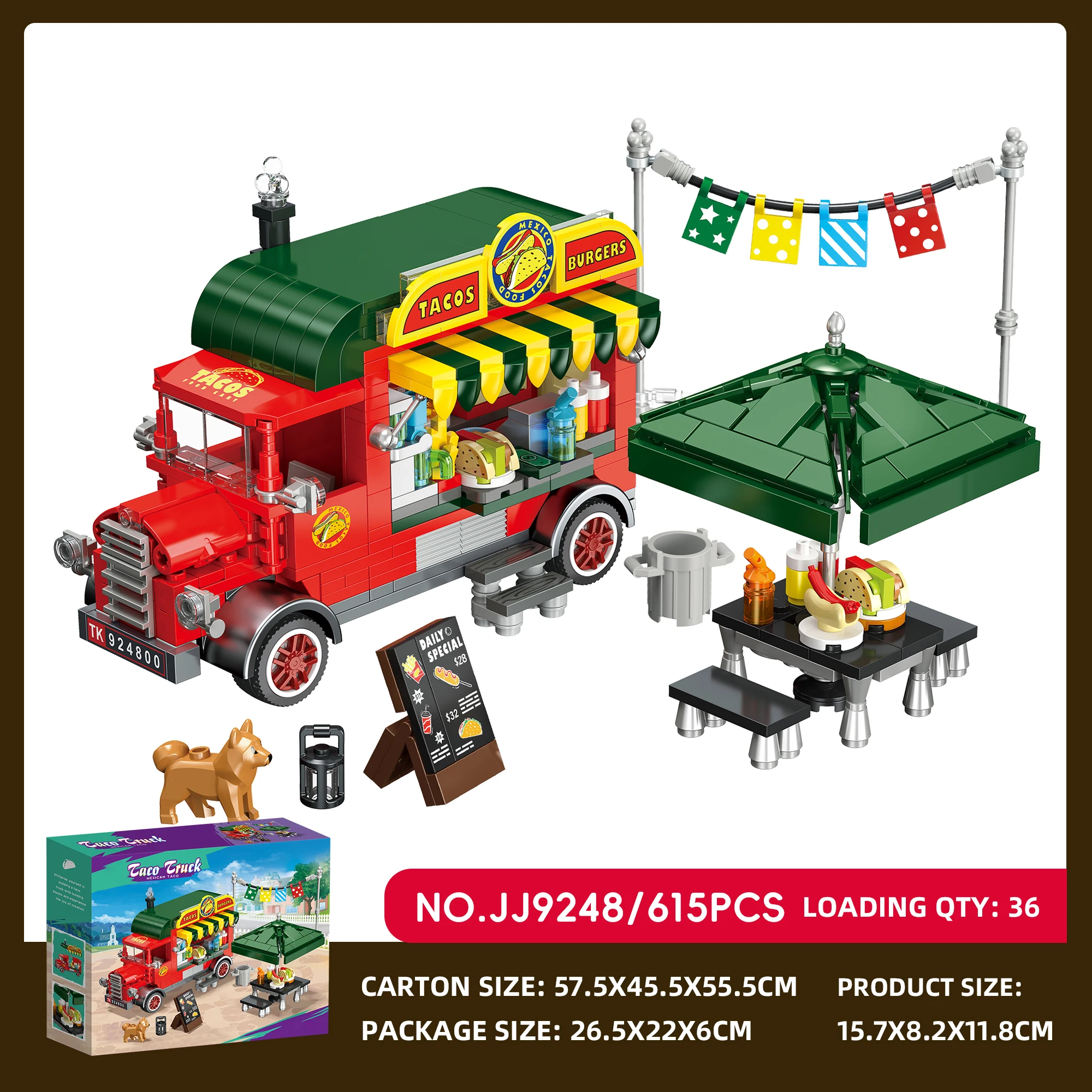 DIY 도시 거리 장면 소형 입자 모델 조립 푸드 트럭 블록 장식 교육용 블록 어린이 생일 선물