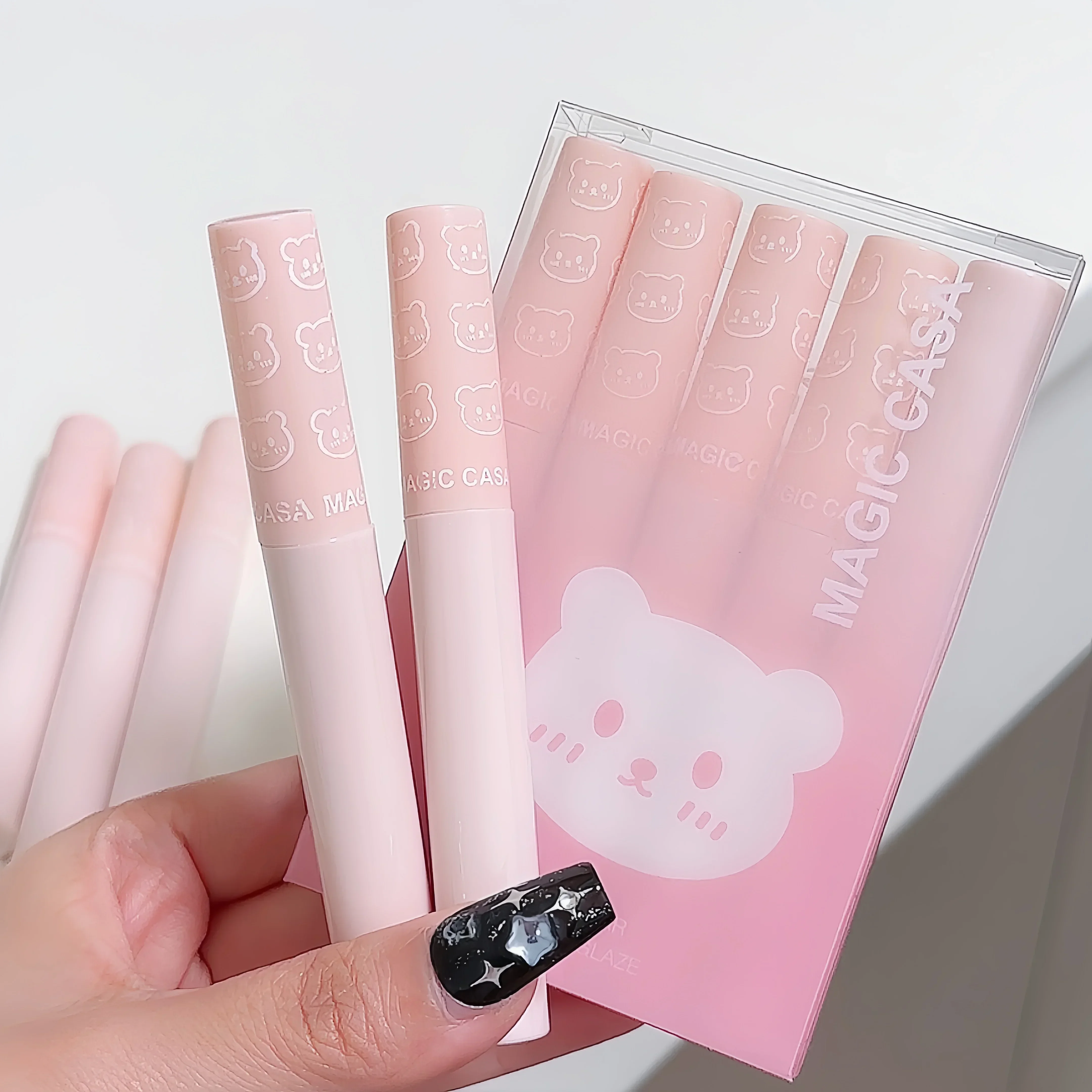 5pcs Clear Water Light Lip Gloss Jelly Pink Lip Tint Mirror Glass Lip Glaze Lasting Moisturising Lipstick Lips Makeup Cosmetic