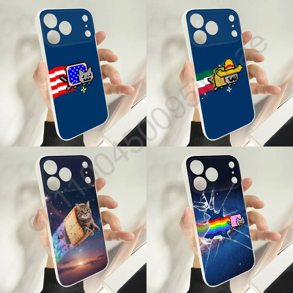 

USA Rainbow N-Nyan Cat Phone Case For iPhone 12,16,11,14,13,17,15,Plus,E,Pro,Max,Air,Mini Wireless Charge Magnetic Frosted