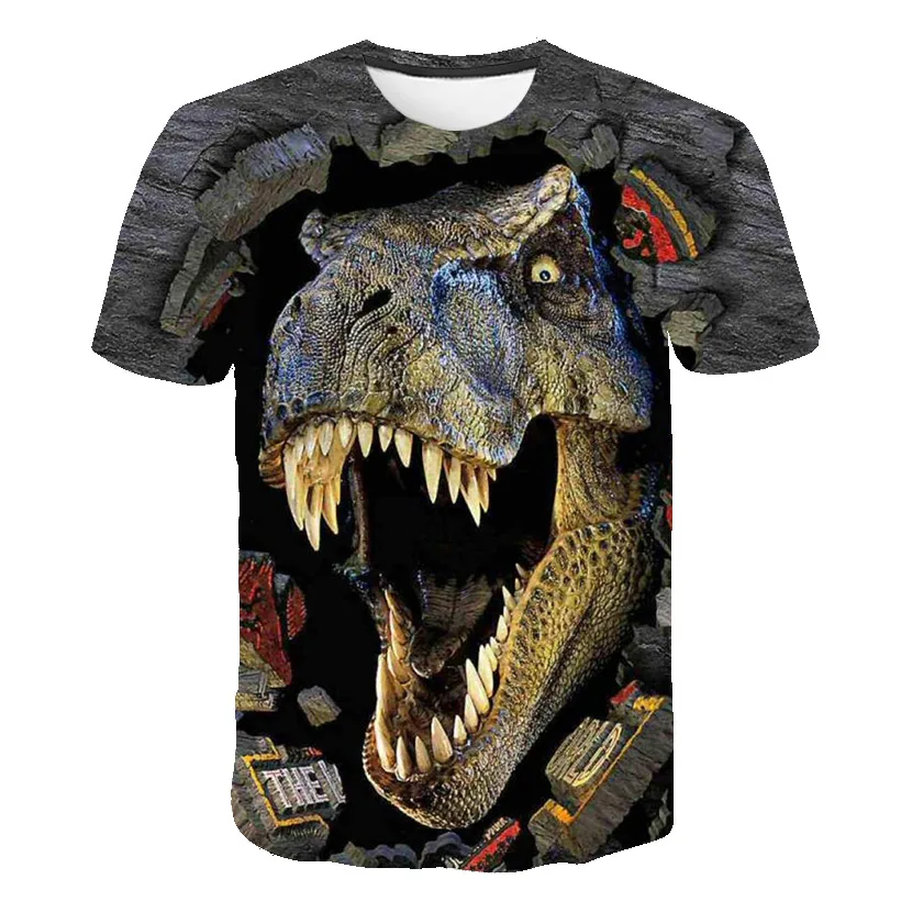 Camisetas de dinosaurios para niños y niñas, ropa con estampado 3D de Mundo Jurásico de dibujos animados, regalo de cumpleaños