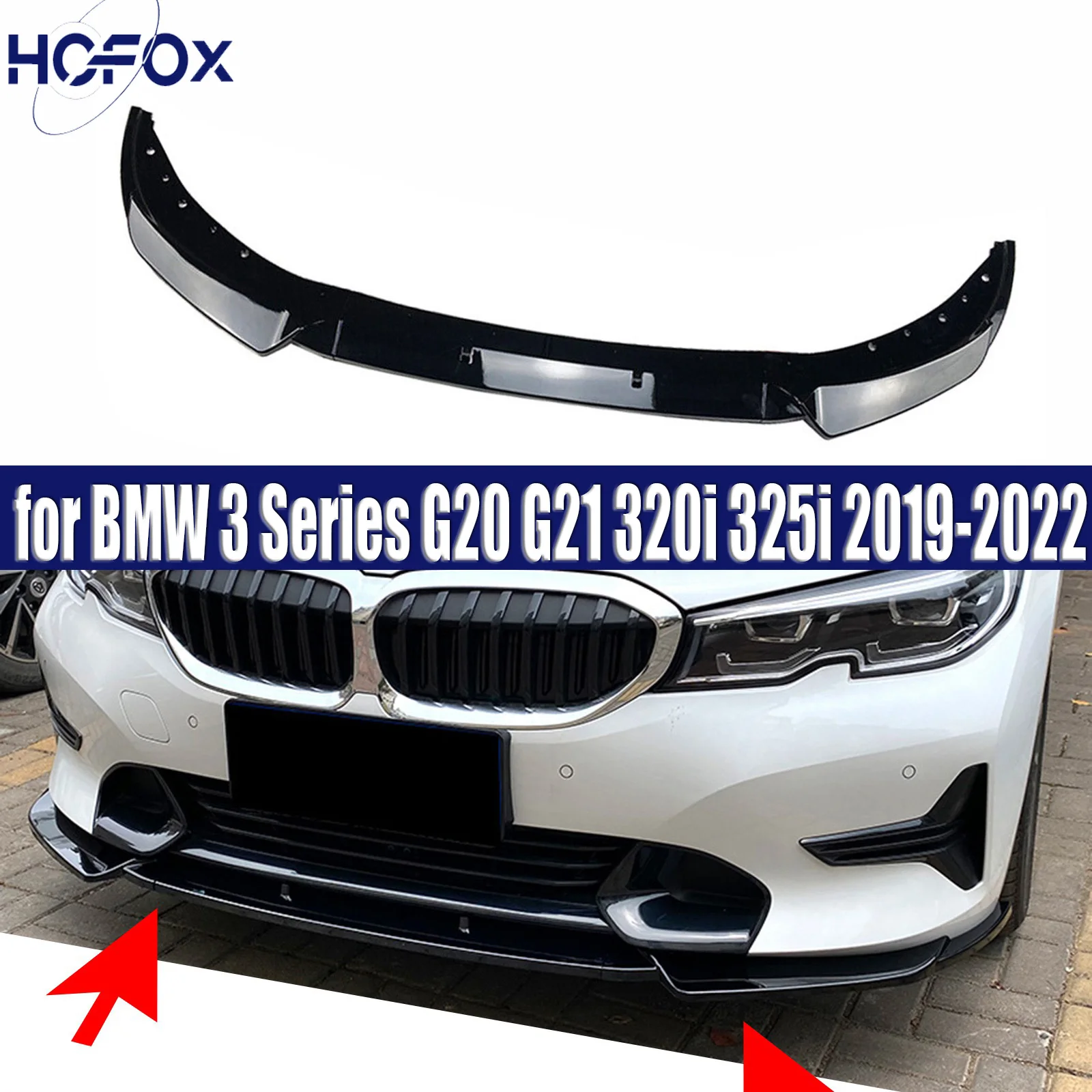 

for BMW 3 Series G20 G21 320i 325i 2019-2022 Car Front Bumper Lip Spoiler Splitter Canard Lip Diffuser