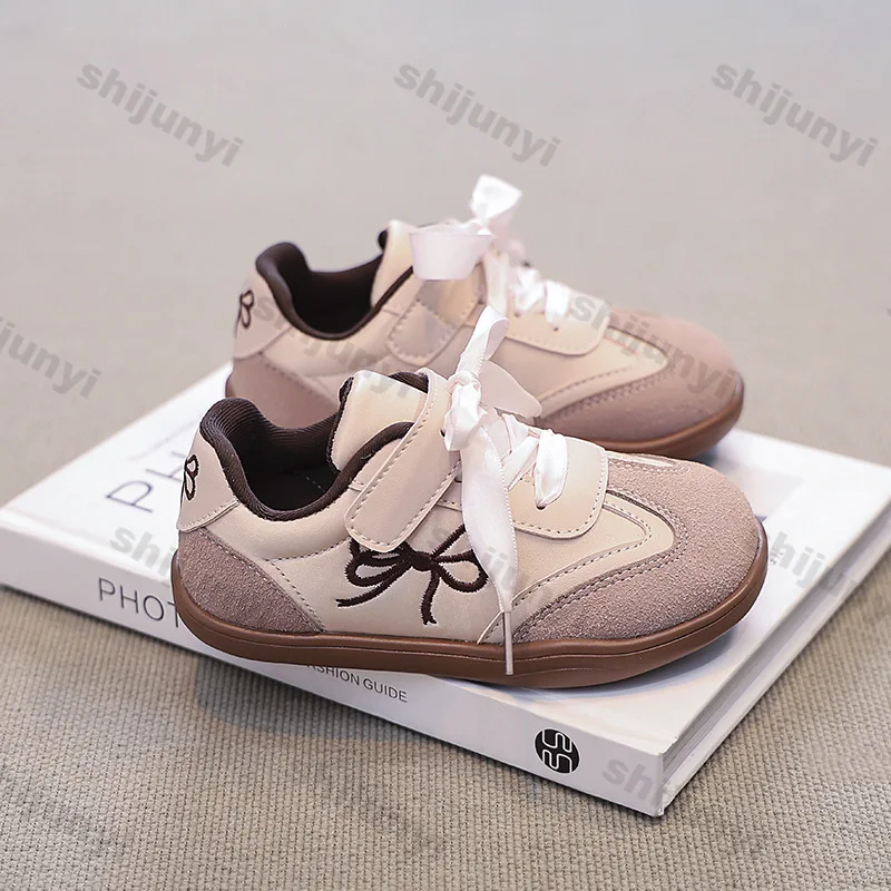 

Spring New Arrivals Children's Sport Shoes Sweet Butterfly Knot Girls Casual Flats Comfortable Non Slip Soft Sole Kids Sneakers