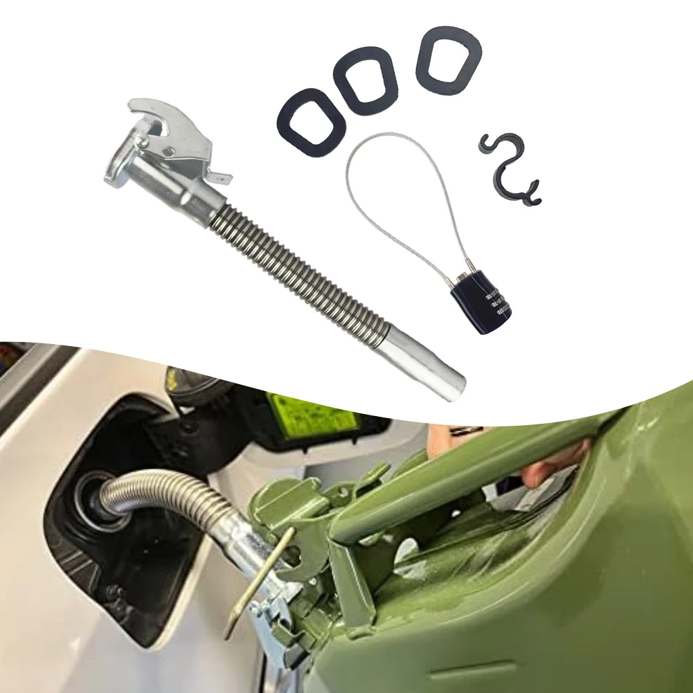 مجموعة مزيتة أنبوب دليل الزيت الفولاذي للجالون الأمريكي مع خطاف قفل برمز حبل سلكي وحلقة إغلاق احتياطية لصيانة طبلة الزيت #6