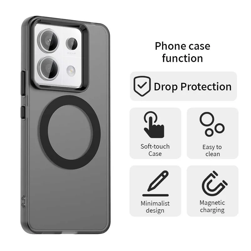 For Xiaomi Redmi Note 13 Pro 5G Case Magsafe Wireless Charging Cover Xiaomi Redmi Note 13 Pro Plus Matte TPU Phone Back Bumper
