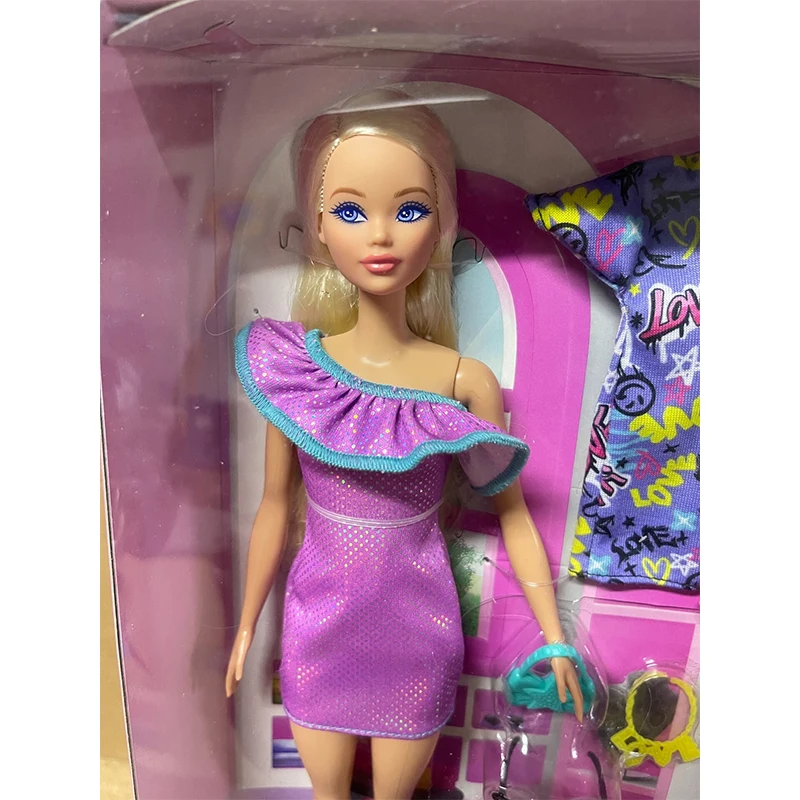 Original Mattel Odile Face Barbie Braid Doll Fashion Dressing And Matching Barbie Charm Gift Box Model Collection Toy Girl view 4