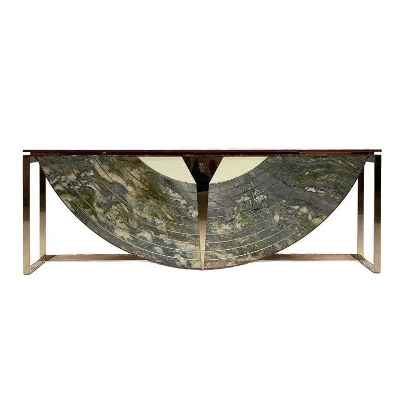 Xuanguantai Semicircular Table Stainless Steel Marble Villa Large Viewing Platform