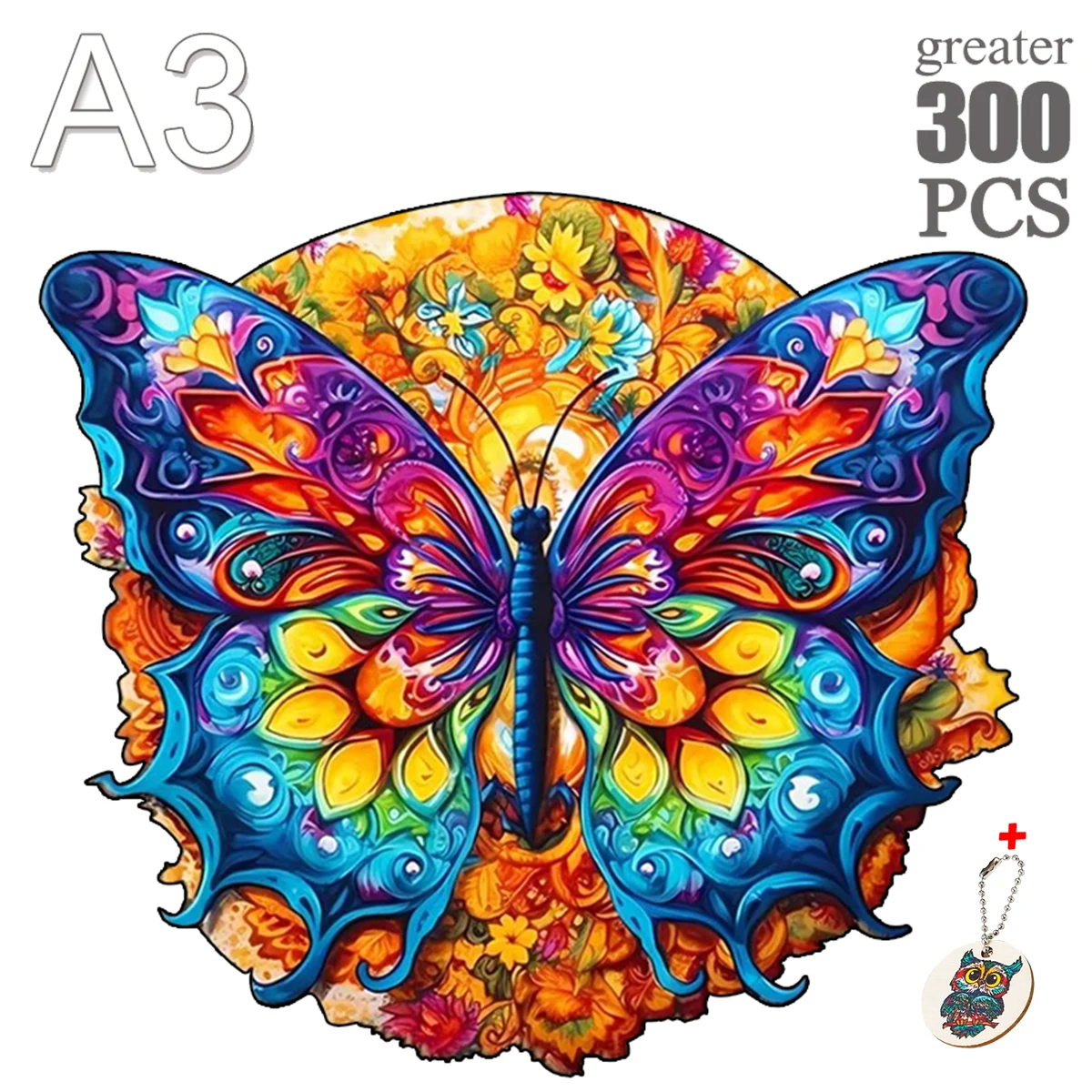 Colorful Butterfly Wooden Jigsaw Puzzle 3D Animals Shape Kids Puzzle Educational Toys Wood DIY Craft Gift Puzzle Games For Adult