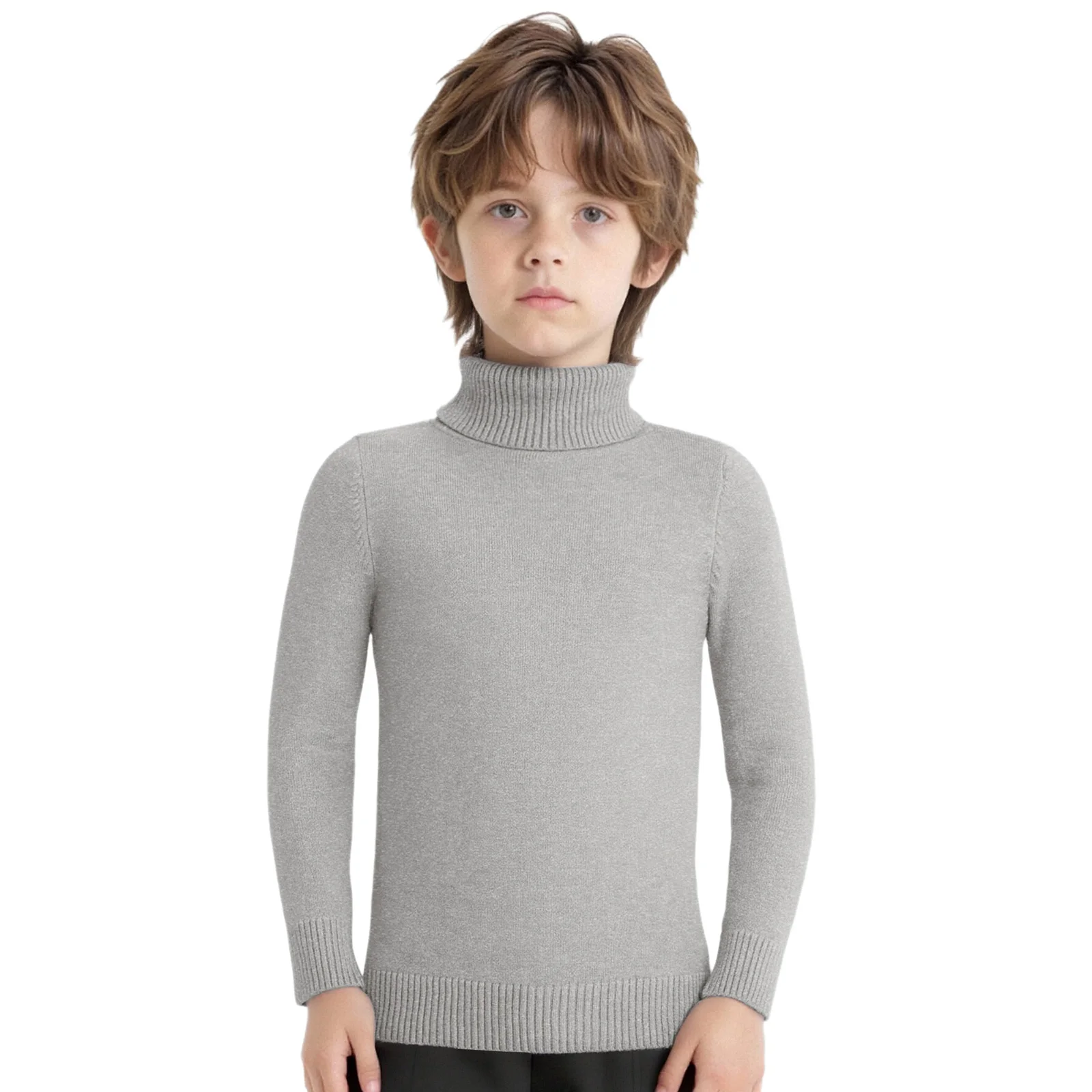 

Kids Boys Girls Turtleneck Sweater Cotton Long Sleeve Knitted Basic Pullover Tops Bottoming Shirt Casual School Weekend Homewear