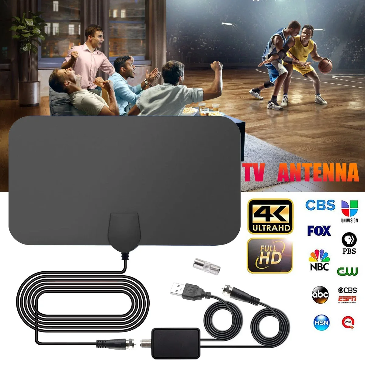 Digital TV Antenna Indoor 1080P HDTV Digital Antenna With Amplifier Signal 28DB High Gain DVB-T/DVB-T2 ATSC Antenna