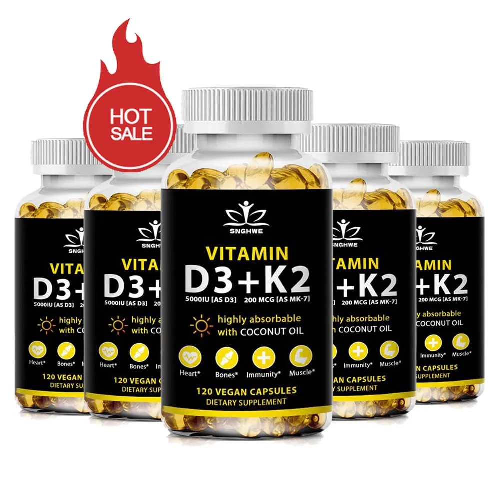 Capsules de vitamine D3 K2, livraison gratuite, 03 supplément, système immunitaire sain, santé cardiaque et molécule, soja végétarien