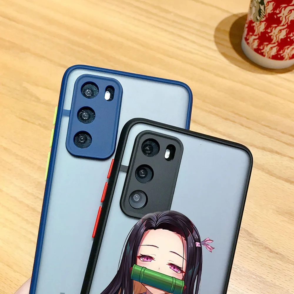 Luxury Demon Slayer Kimetsu No Yaiba Frosted Translucent Phone case For Samsung S10 S9 Note20 10 A50 A12 A14 A22 A24 A32 Cover