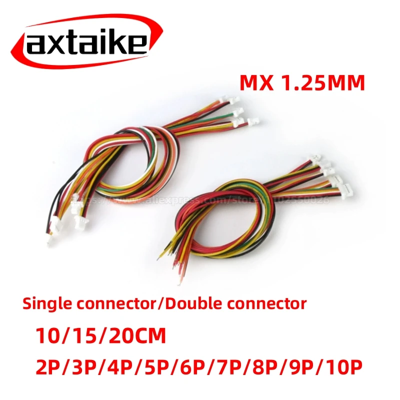 

5PCS MX MX1.25 2P 3P 4P 5P 6P 7P 8P 9P 10P Connector 1.25mm Pitch 10/15/20cm Cable with Single/Double