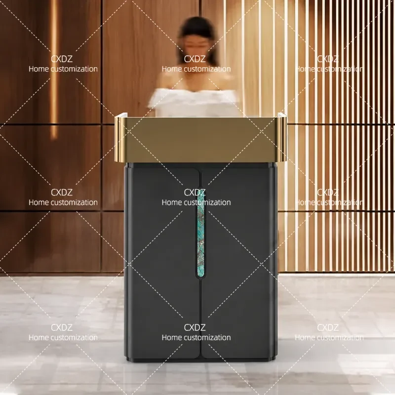 Reception desk, simple and modern dining room consultation, information desk new Chinese front desk, stainless steel cash