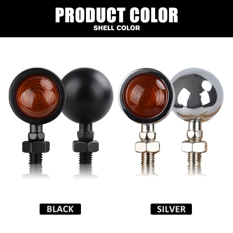 KEBIDUMEI 12V Universal Motorcycle Turn Signal Lights Retro Metal Blinkers Old School for Cruiser Bobber Sportster Cafe Racer