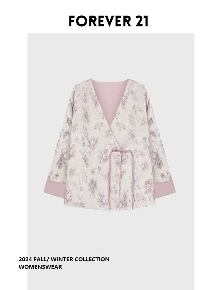 

Новое женское осеннее пальто Forever 2 в стиле ретро с цветочной вышивкой и пуговицами, V-образный вырез, удлиненный крой