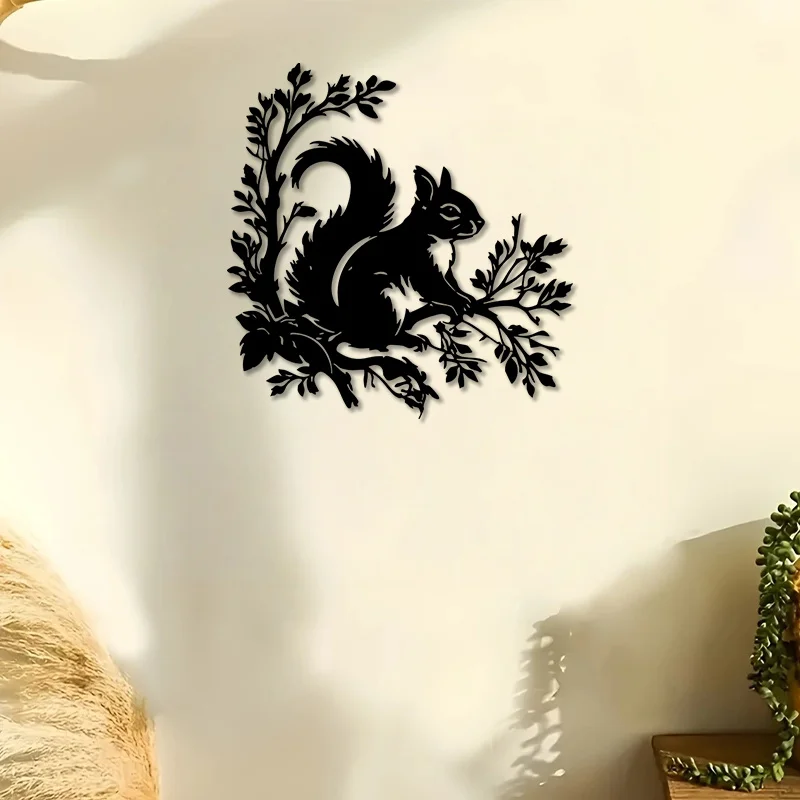 CIFBUY Metal Wall Art Squirrel Bird Sign Iron Craft Sculpture Indoor Outdoor Home Plaque