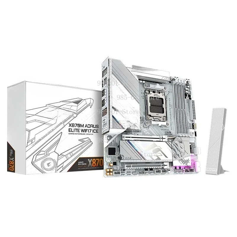 White ATX X870M mainboard, WIFI7 & DDR5 supported, max 64GB memory with COM port for AM5 platform