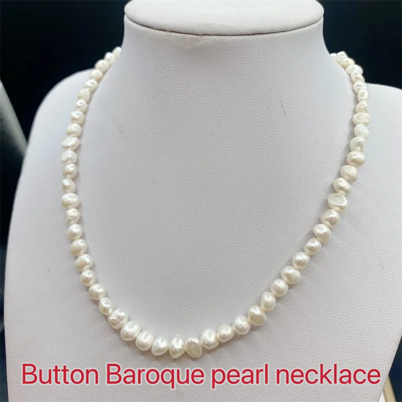 

Natural Freshwater White Rice Pearl Choker Necklace Simple Fashion Potato Pearls Chain S925 Clasp For Women Girls Jewelry Gift