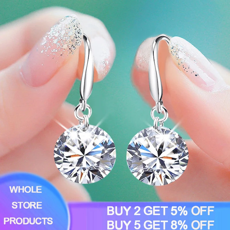 1 Carat Moissanite Earrings Women 925 Sterling Silver Drop Earrings 14k White Gold Plated Copy Diamond Pendant Earrings Jewelry