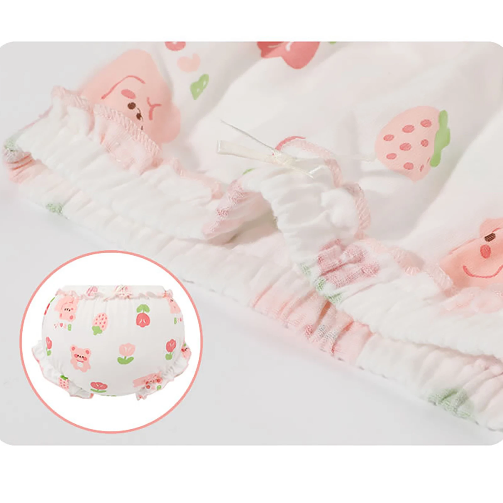 4Pcs Infant Baby Girls Cotton Bloomers Cute Print Ruffle Bow Diaper Covers Assorted Toddler Summer Breathable Underwear Panties