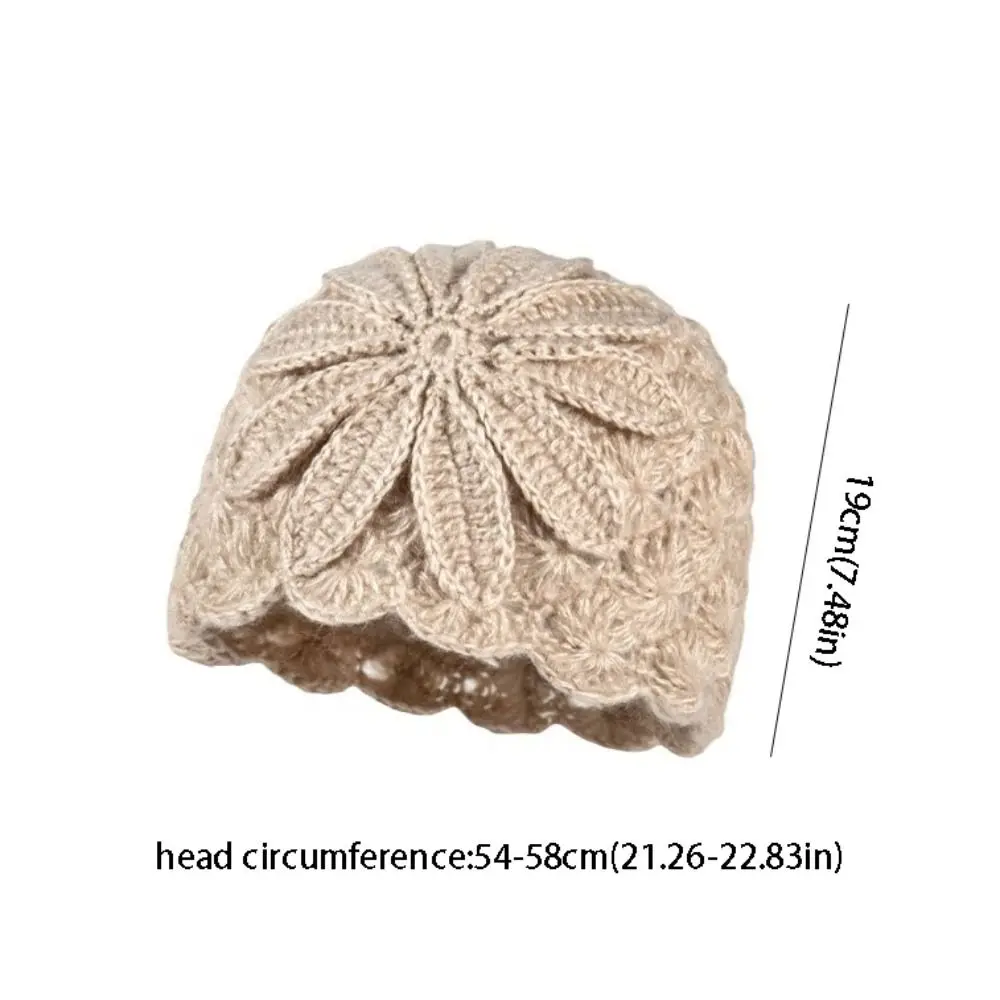 Sweet Handmade Crochet Flower Hat Thin Bohemian Style Hollow Out Knitted Hat Ethnic Style Korean Beanies Hat Outdoor