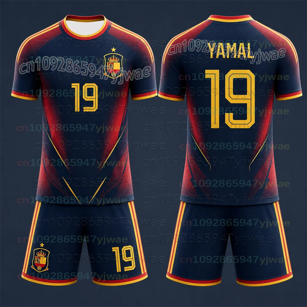 Image of Yamal Kinder-Schnelltrocknungs-Sportset Spanien-Team Trikot Nummer 19 Jungen-Sportset Neues Produkt für 2026 Herren- und Damen-Sets