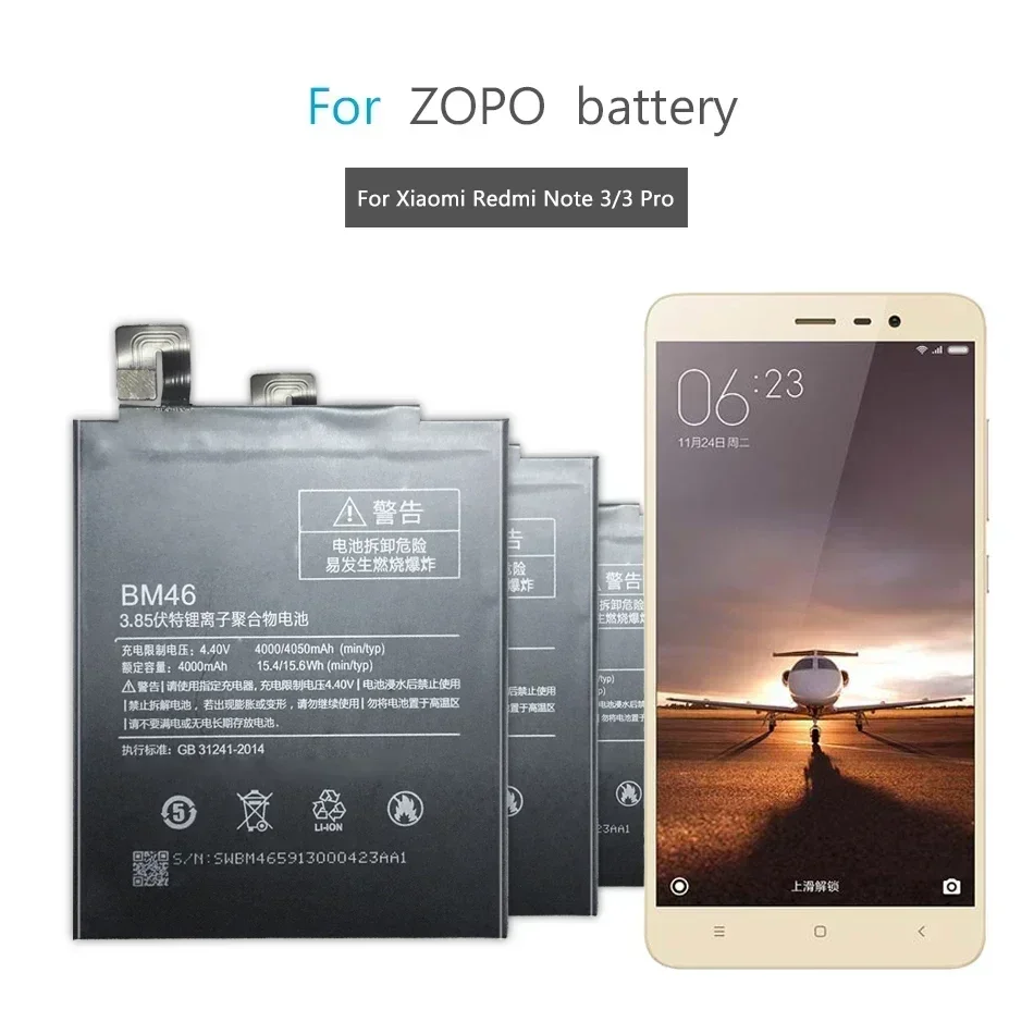 Rechargeable Mobile Phone Batteries BM46 4000mAh For Xiaomi Xiao mi Redmi Note 3 Pro note3 Pro/Prime Cell Phone Portable Battery