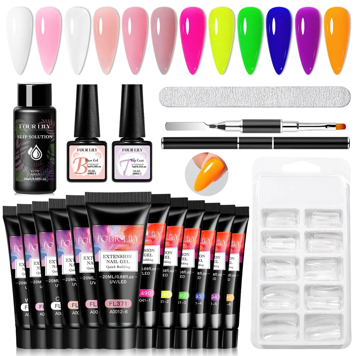

18 шт. набор акриловых гель-лаков для наращивания ногтей телесного цвета флуоресцентные цвета для всесезонных ногтей маникюр дизайн УФ/светодиодный долговечный DIY