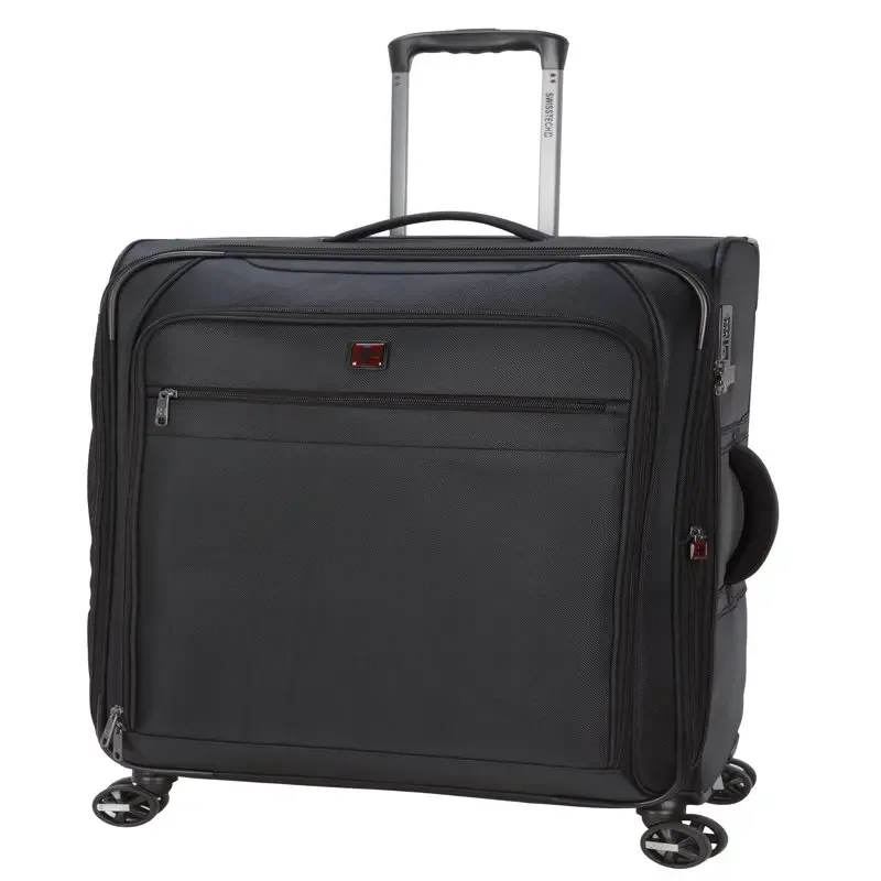 Spinner de 8 ruedas Softside de 28 pulgadas, equipaje negro a cuadros para viajar, novedad