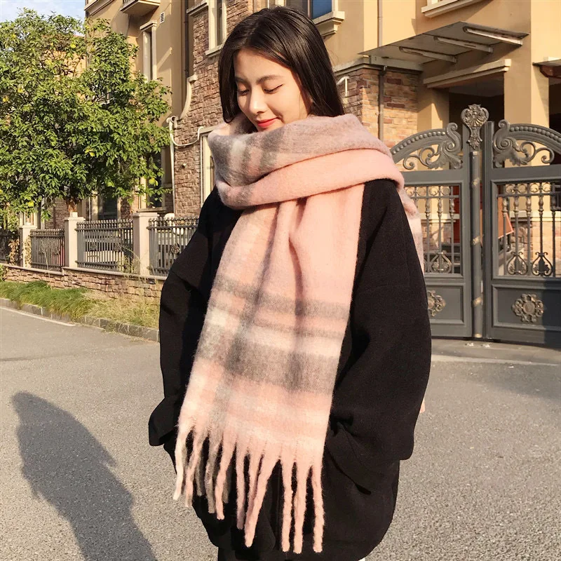 High Quality Luxury Scarf Women Autumn Winter Classic Solid Wraps Men Soft Warm Thermal Knit Muffler Female Double-sided shawl