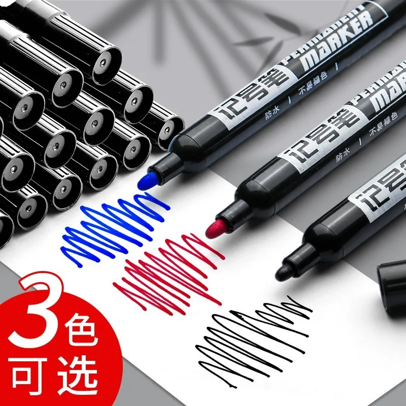 6pcs Permanent Marker Pens Black/Blue/Red ink Graffiti Markers Waterproof  Large Capacity Paint Markers Painting Supplies