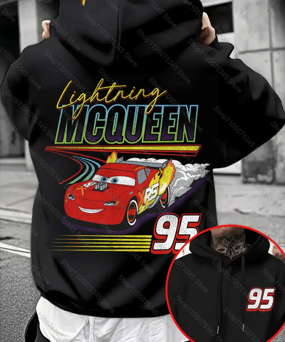 ديزني كارز لايتنينج ماكوين الرجال هوديي الخريف الشتاء عادية للجنسين البلوز البلوز ملابس رياضية هودي المتضخم