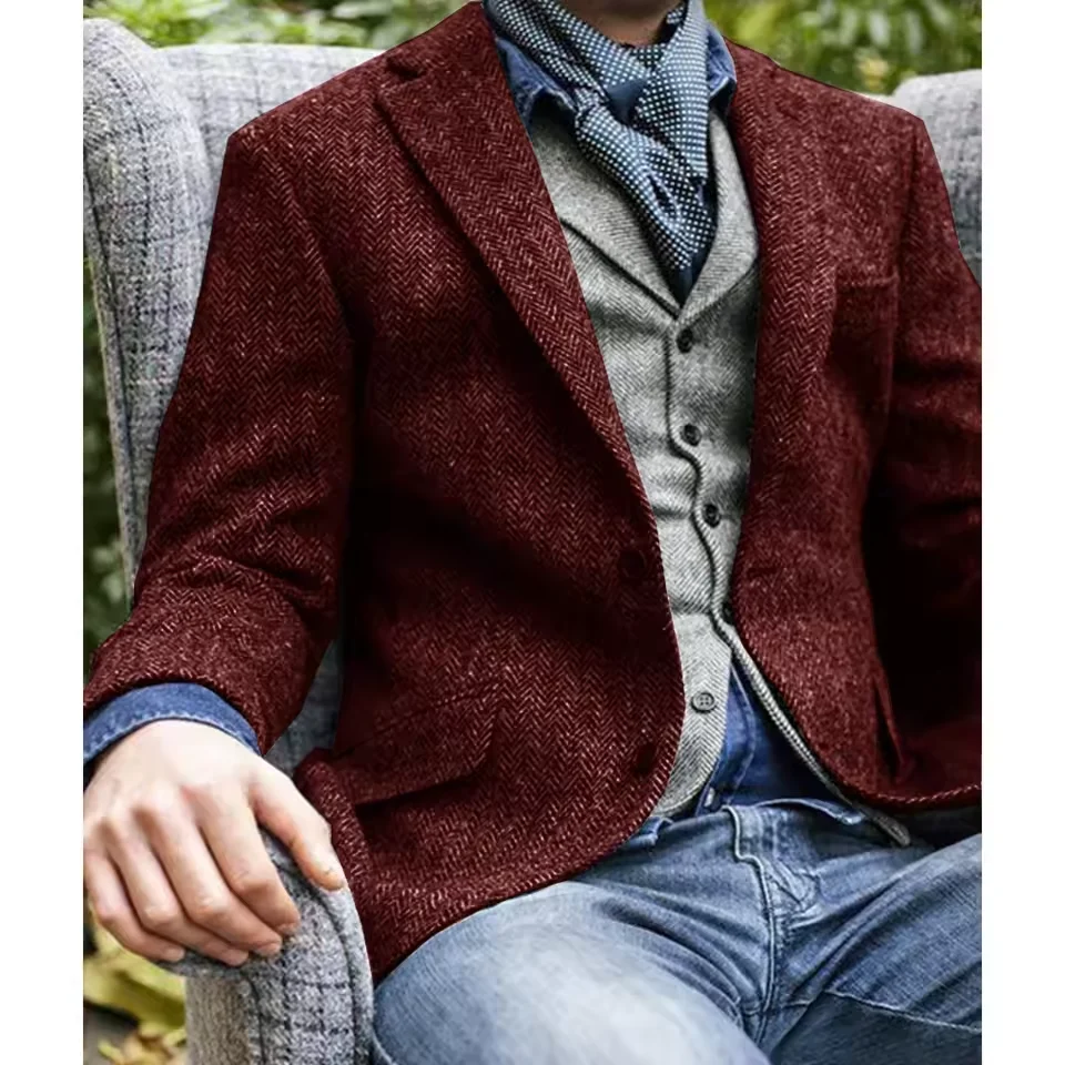 سترة رجالي متعرجة واحدة الصدر سترة عادية موضة الراحة بدلة عمل سليم صالح مدبب الخصر سترة رجالي أنيقة